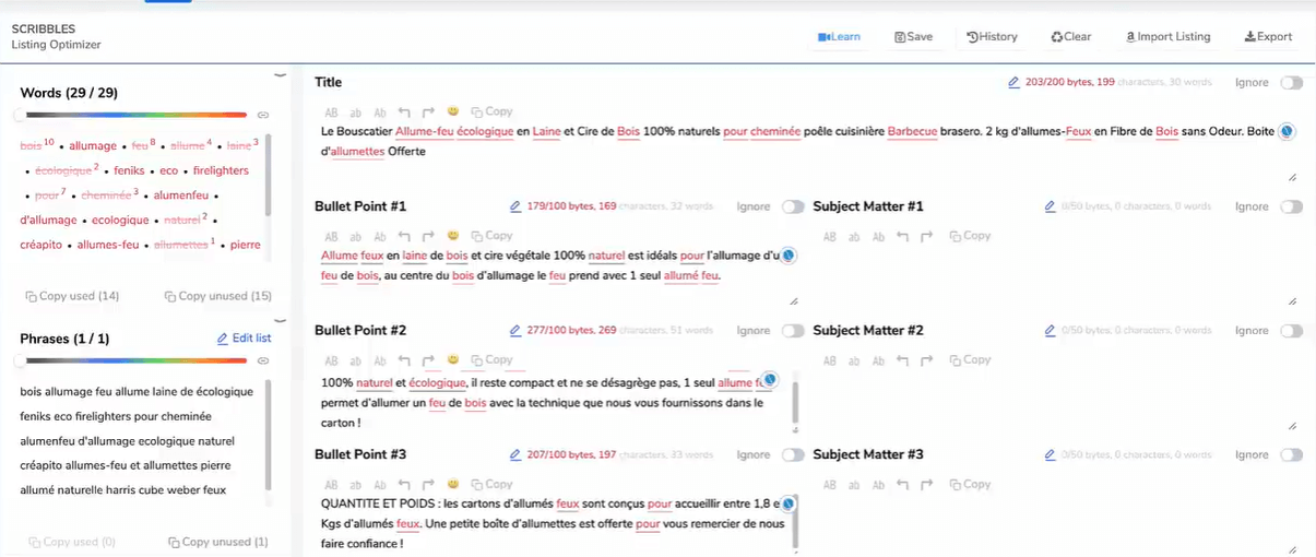 Optimisation des listings