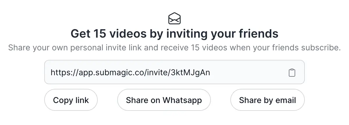 invitations-submagic Obtenir 15 vidéos gratuites en invitant ses amis sur Submagic