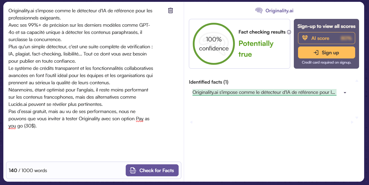 4-originality-fact-checking Check des informations avec Originality.ai