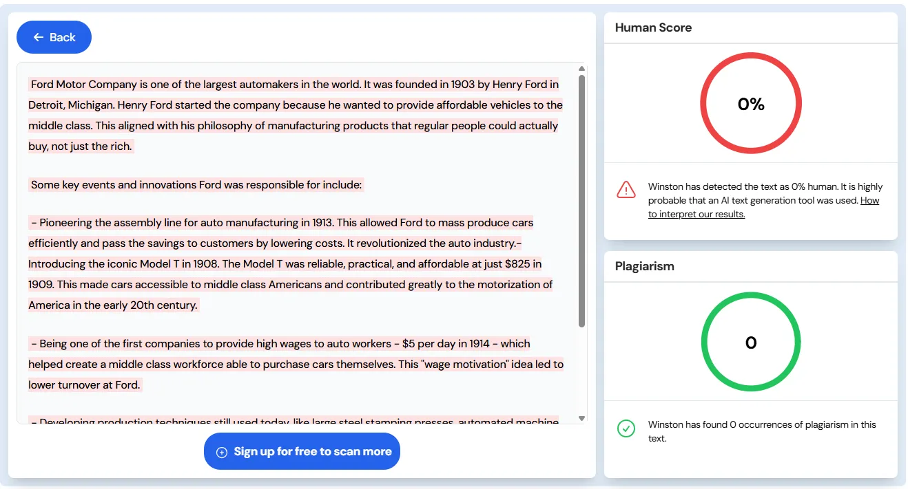 2-texte-ia Détection de texte écrit par intelligence artificielle avec Winston AI
