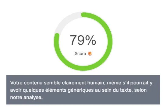 3-score-texte-humain Score de 79 % (texte rédigé par un humain)